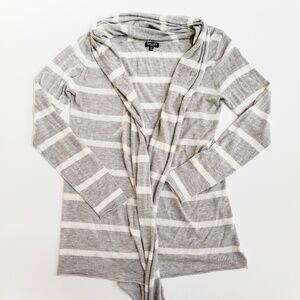 Splendid Gray White Striped Open Knitted Cardigan